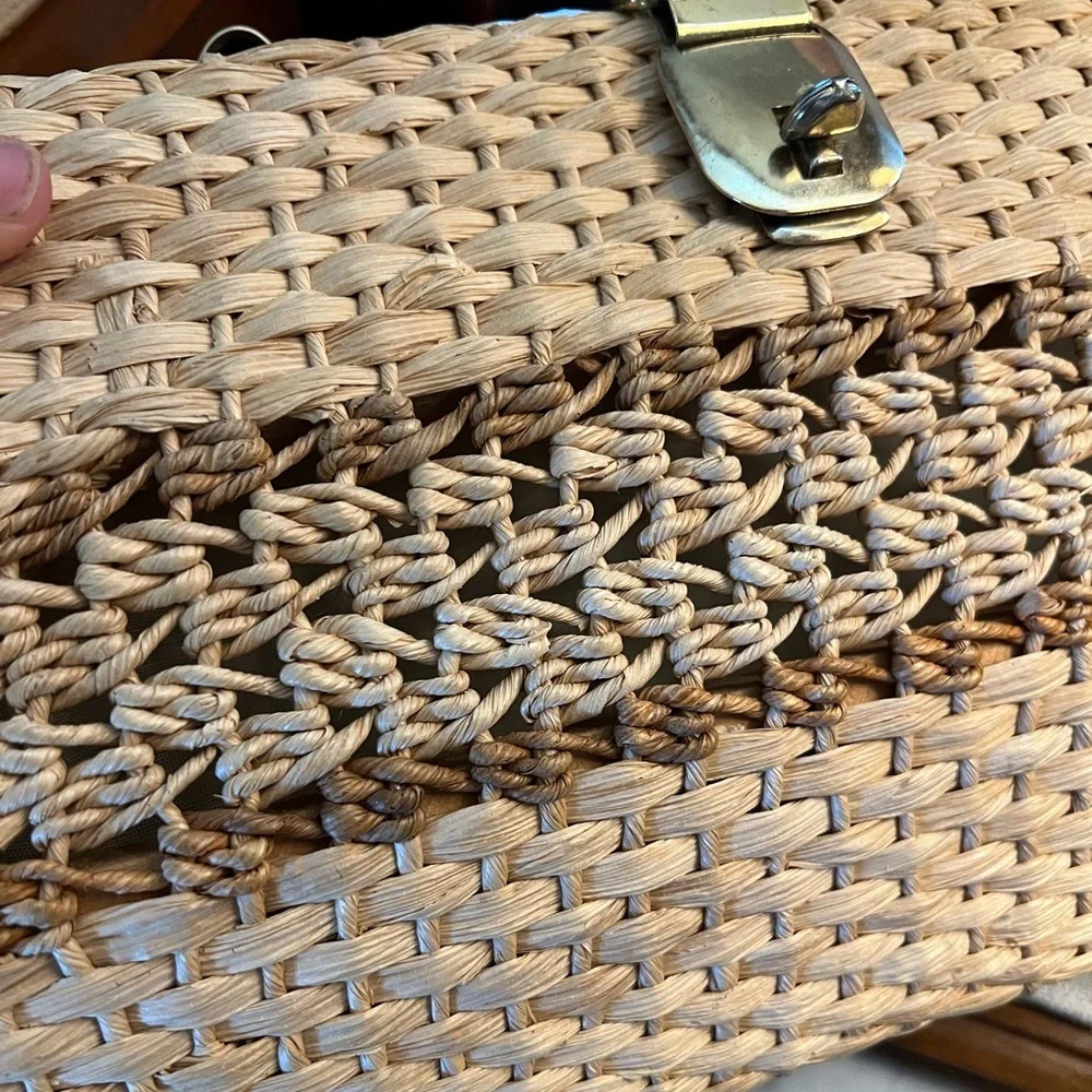 Woven Rattan Top-Handle Bag in Natural Tan